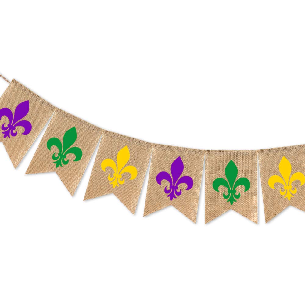 Wholesale Burlap Banner - Durable Mardi Gras Fleur-de-Lis Party Decoration - Image 2