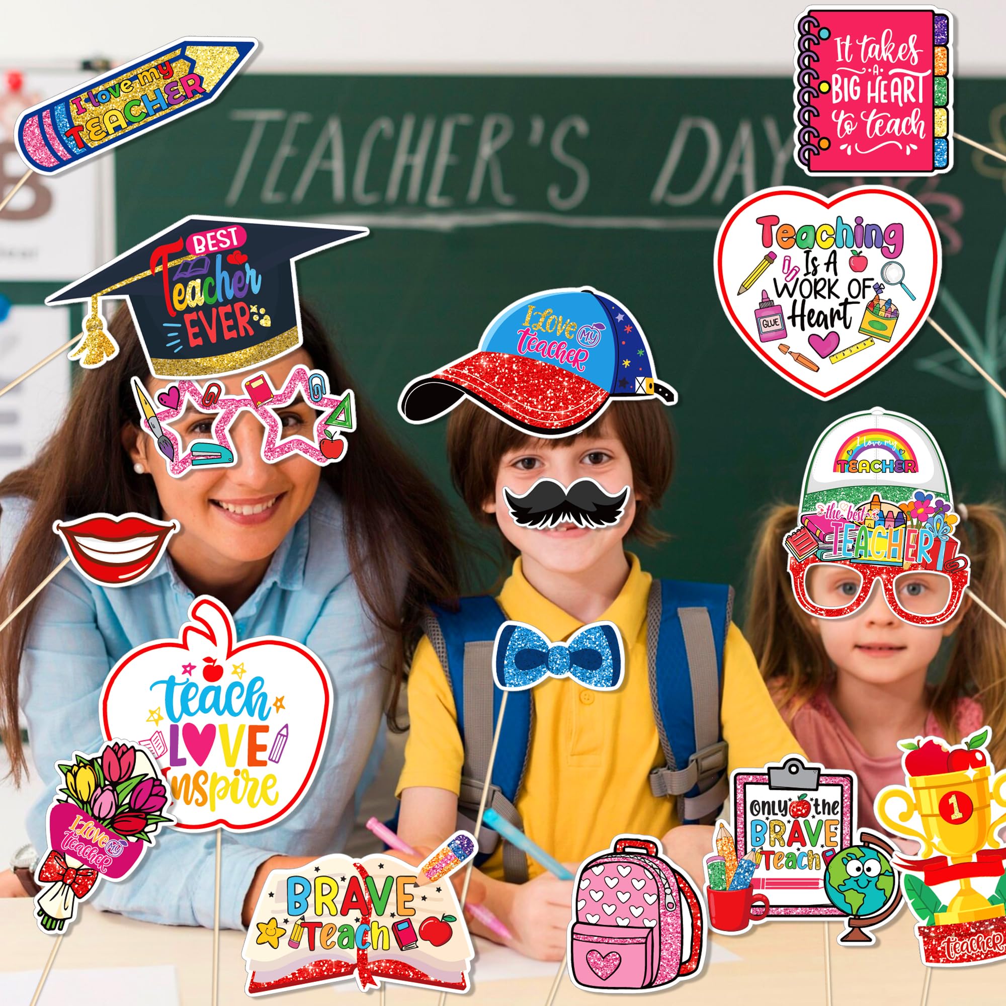 Custom Photo Booth Props Manufacturer - Teacher Appreciation Glitter Props Kit - Image 2