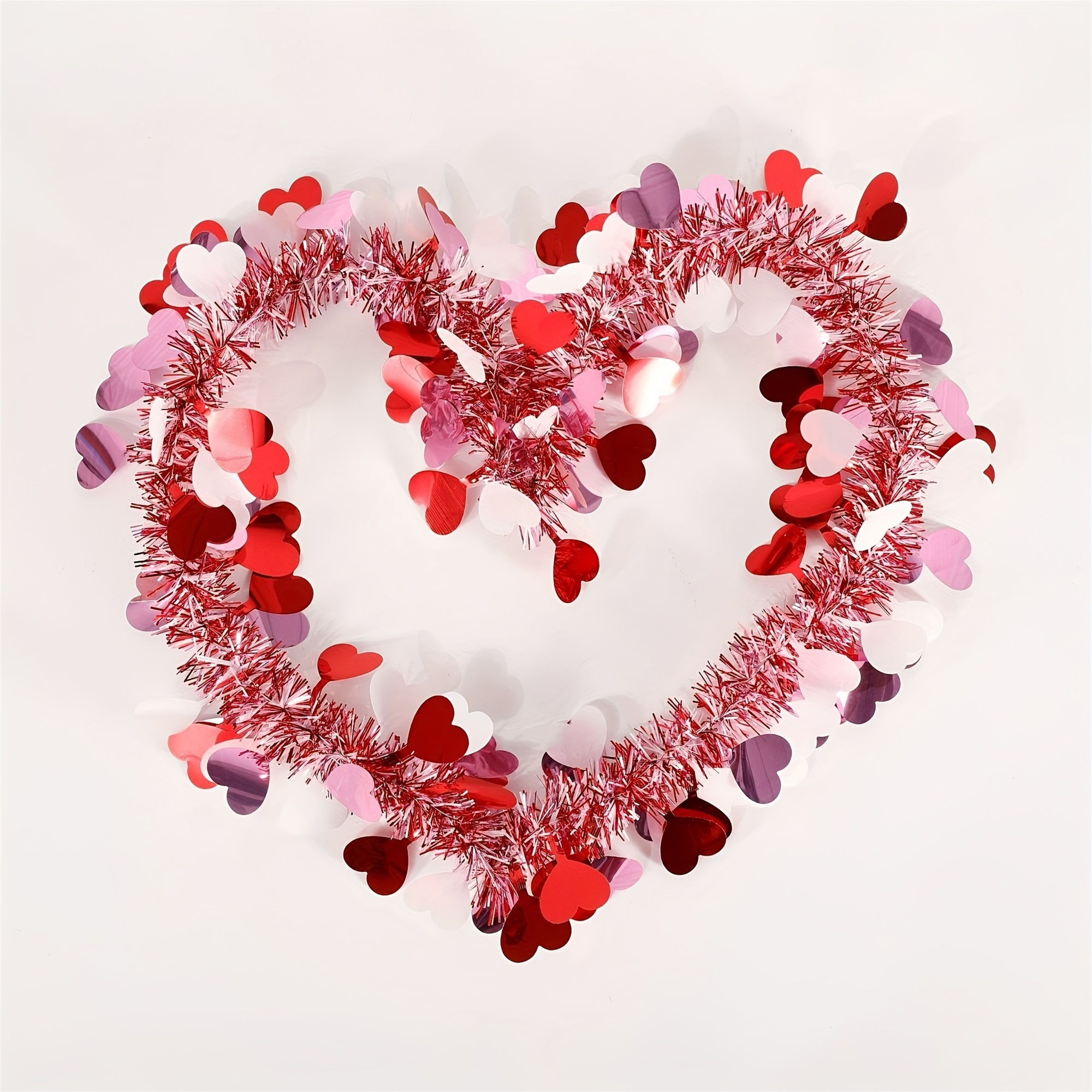 Custom Tinsel Garland Supplier - Valentine's Day Heart Tinsel Garland - Image 2