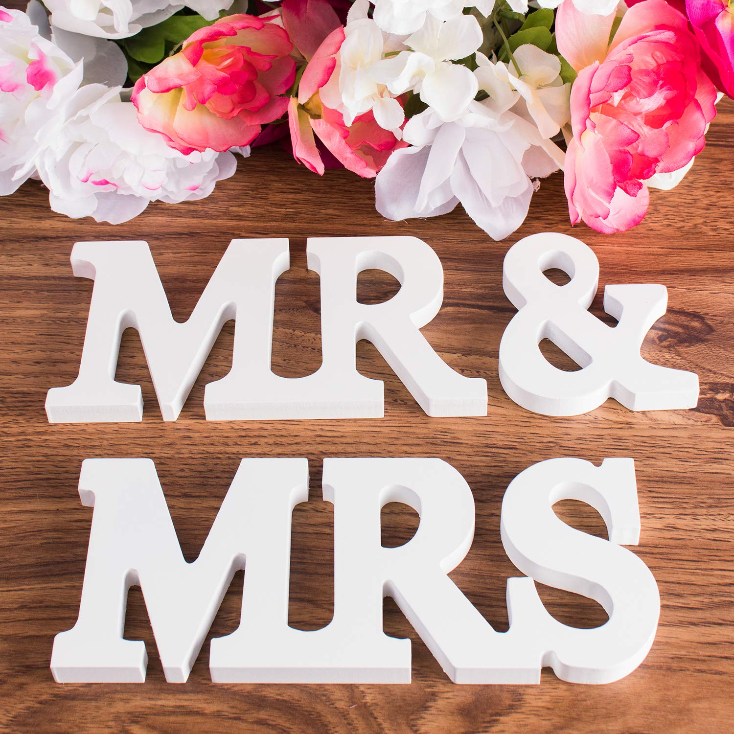 Custom Wedding Signs - Freestanding Mr & Mrs Wooden Letters for Table Decor