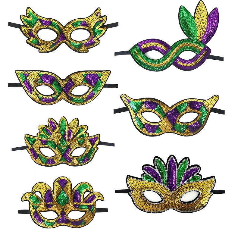 Masquerade Mask Wholesale - Vibrant Mardi Gras Sequin Mask for Carnival