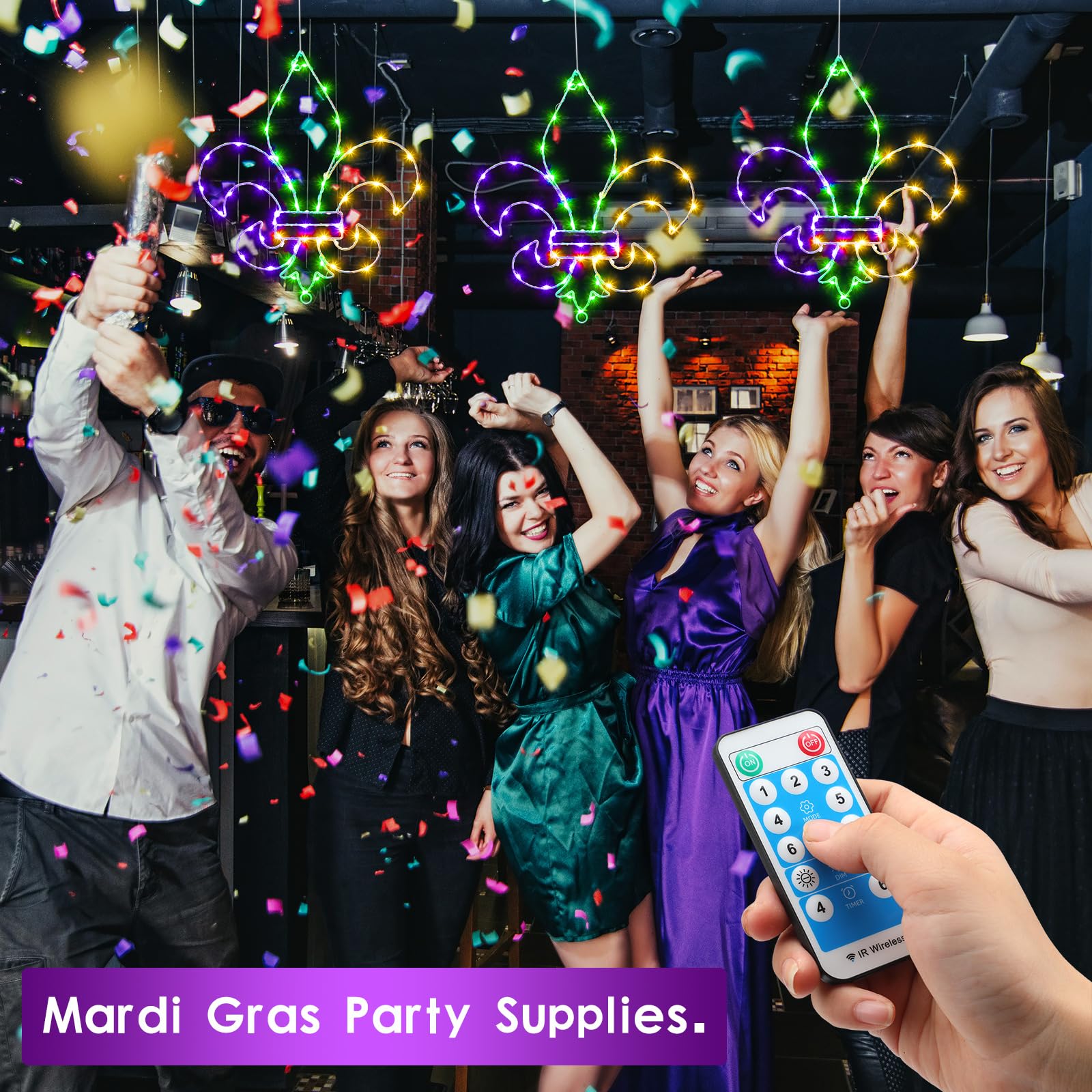 Mardi Gras Lights Wholesale - Vibrant Window Hanging Lights with Remote - Image 3