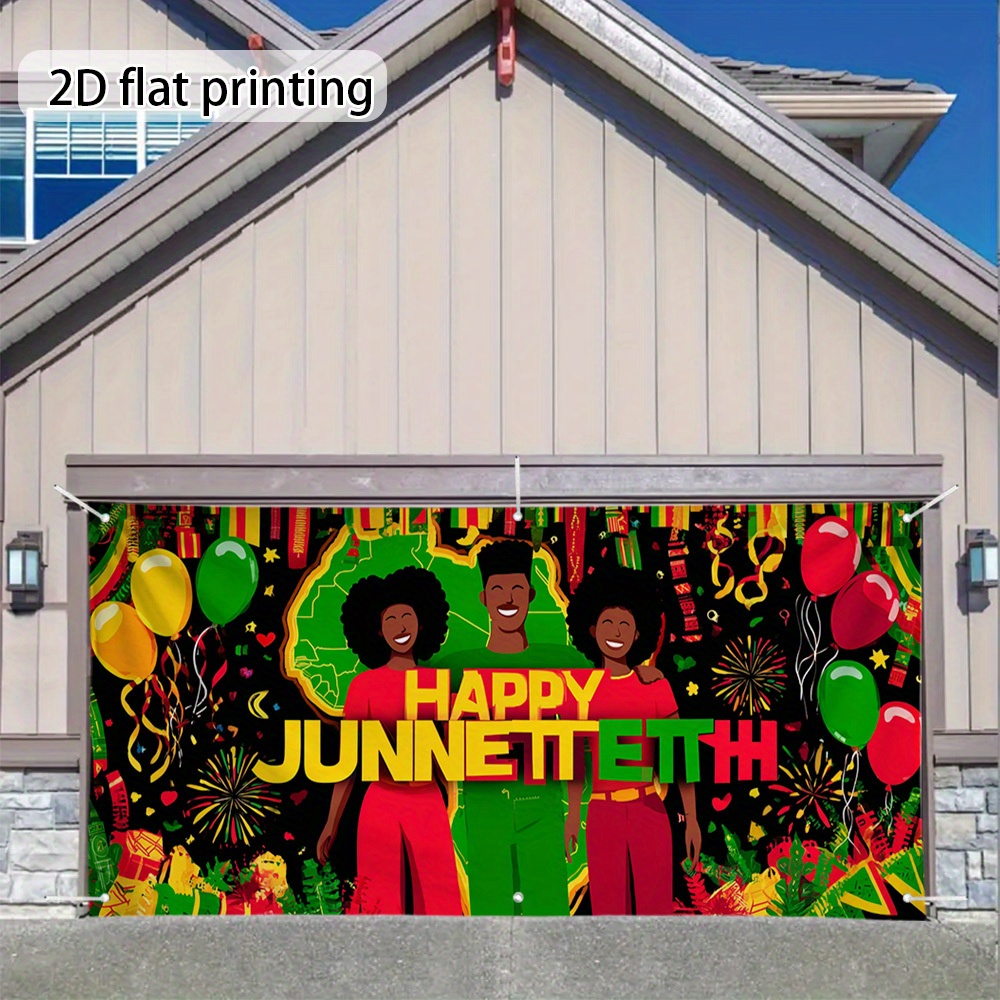 Banner Wholesale Supplier - Happy Juneteenth Garage Door Celebration Banner - Image 2