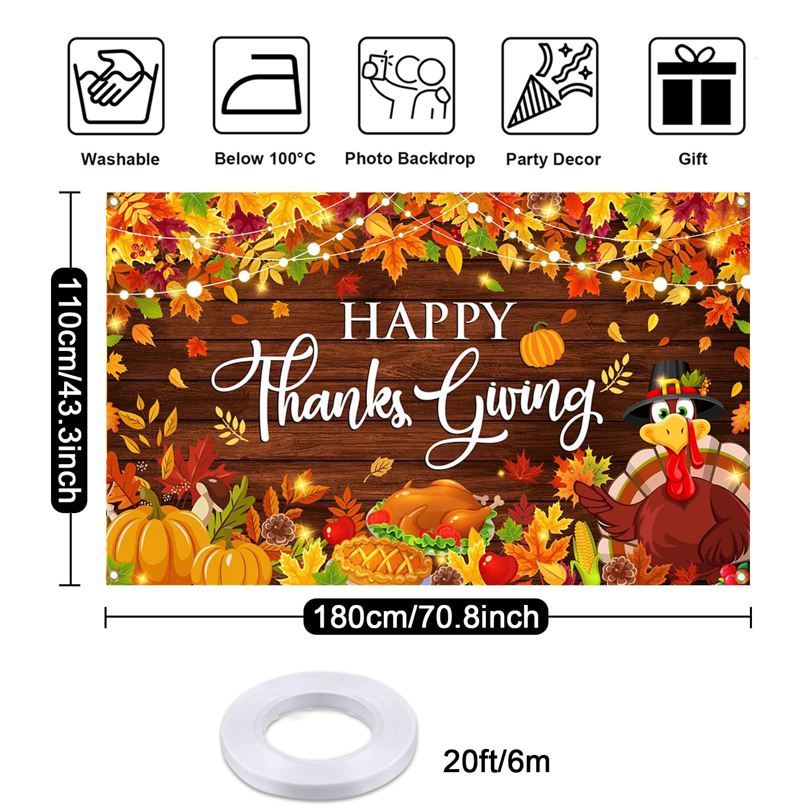 Wholesale Backdrop Supplier - Thanksgiving Party Banner with Custom Options - Image 6