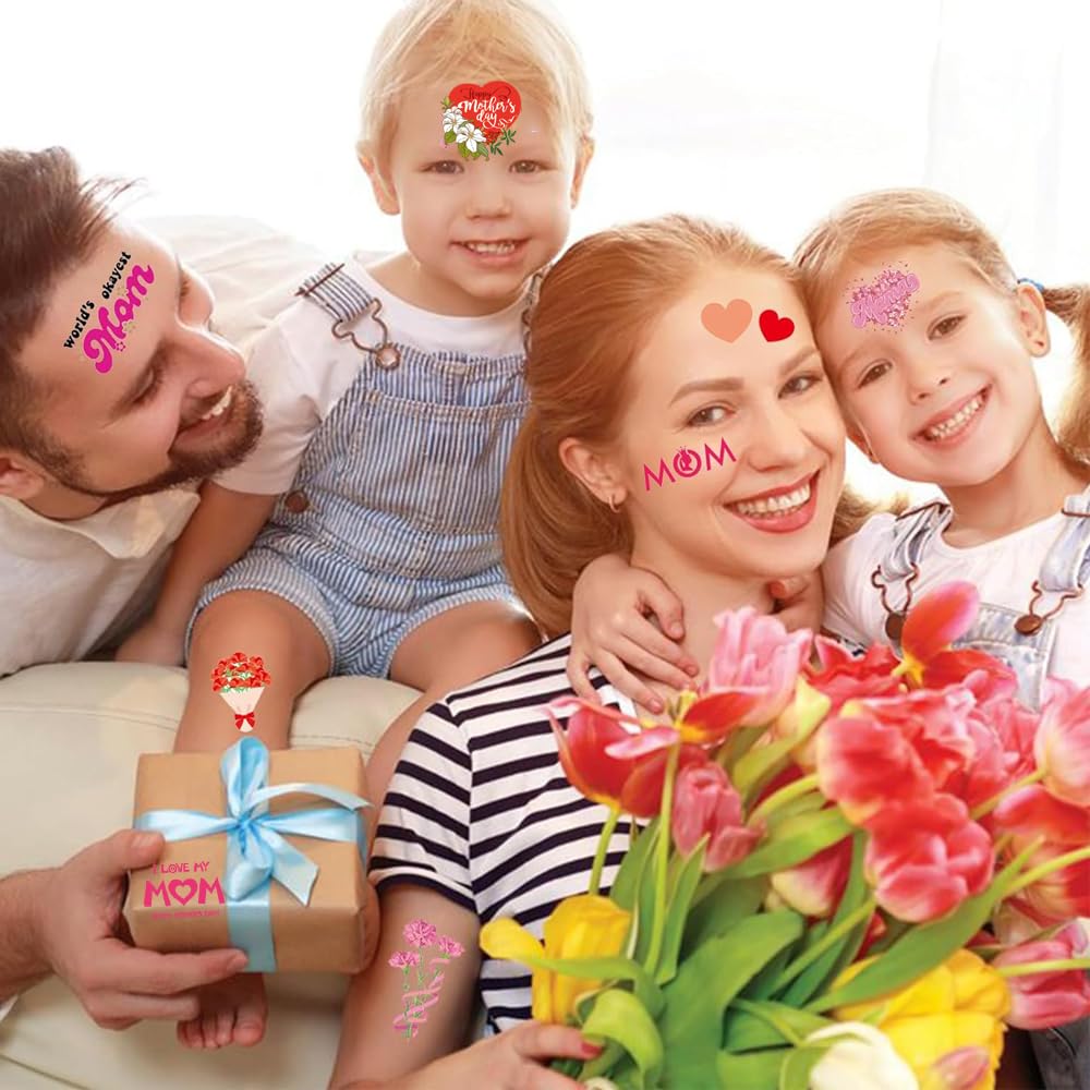 Temporary Tattoos Supplier - Mother's Day Flower Rose Love Mom Stickers - Image 5