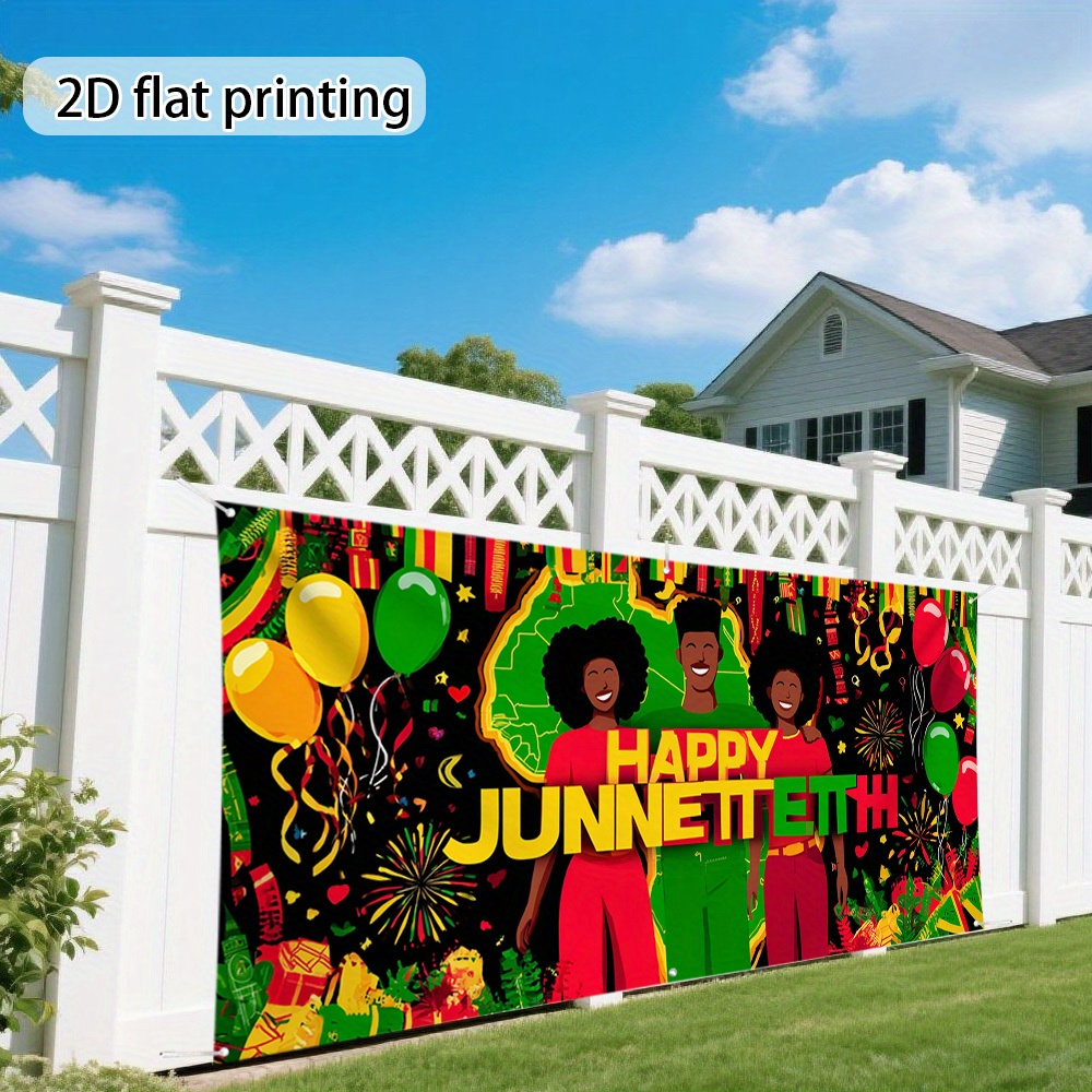 Banner Wholesale Supplier - Happy Juneteenth Garage Door Celebration Banner - Image 3