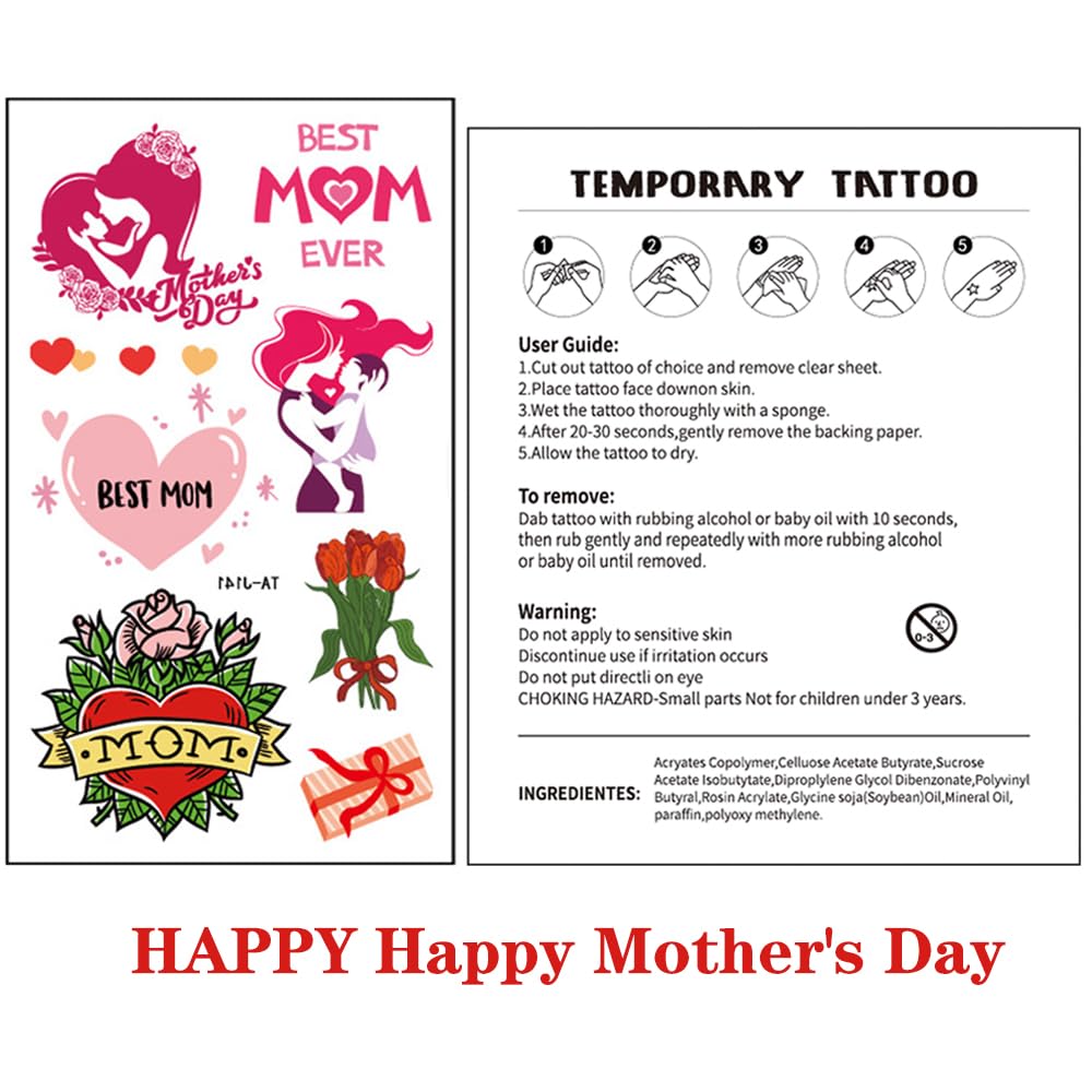 Temporary Tattoos Supplier - Mother's Day Flower Rose Love Mom Stickers - Image 6