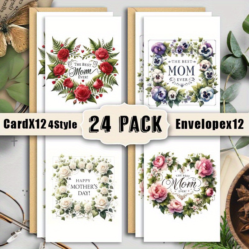 Custom Greeting Cards Supplier - Floral Mother's Day Cards with Envelopes