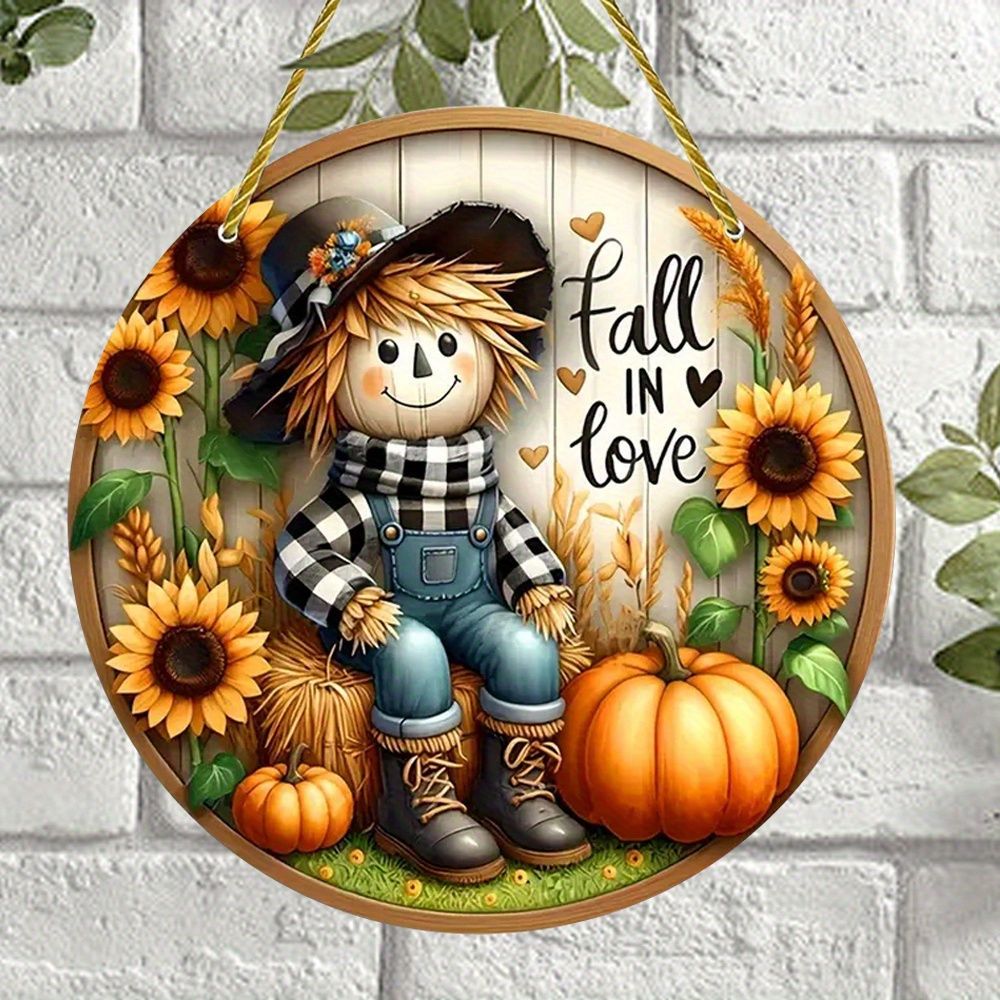 Acrylic Wreath Manufacturer - Thanksgiving Scarecrow Fall Harvest Door Sign