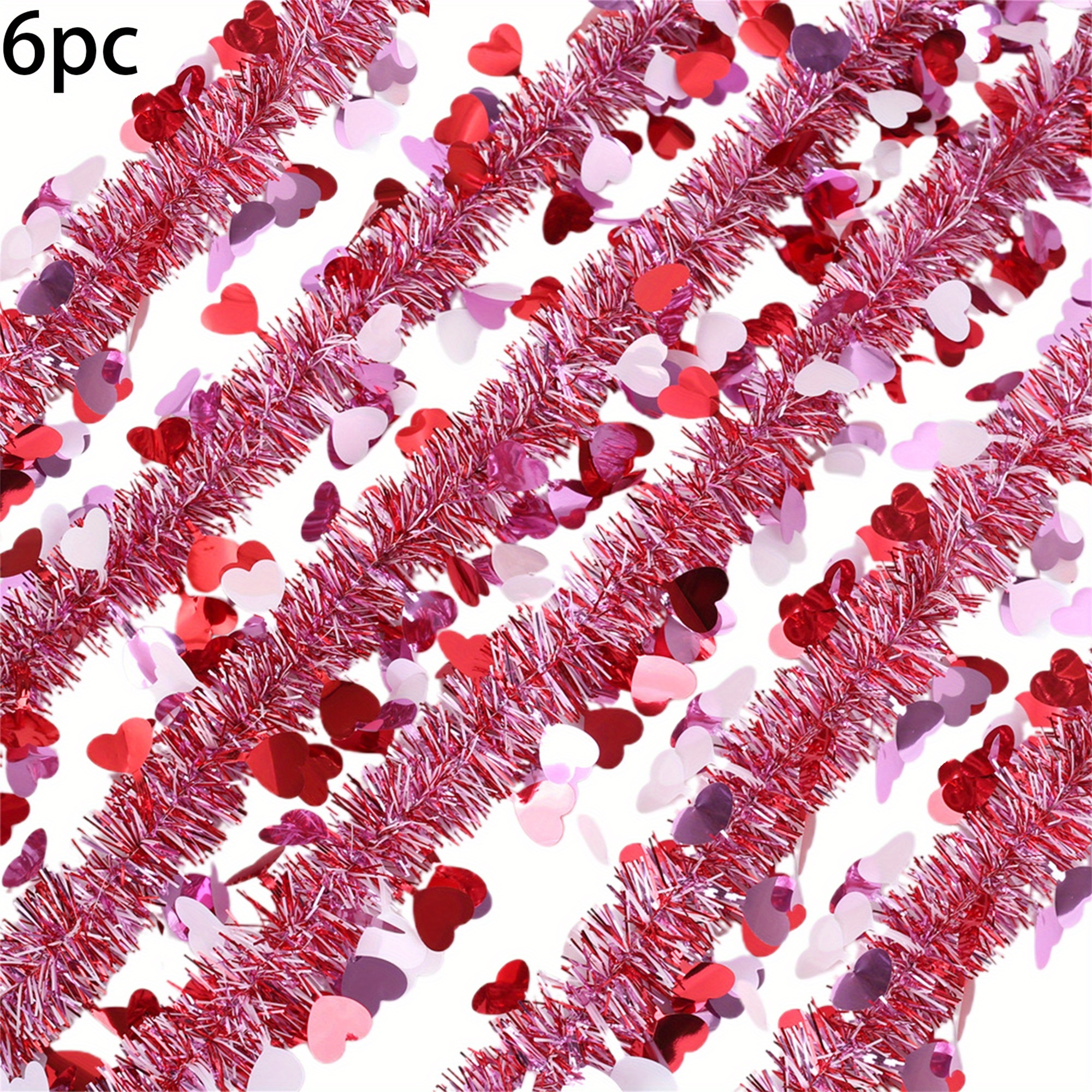 Custom Tinsel Garland Supplier - Valentine's Day Heart Tinsel Garland - Image 3