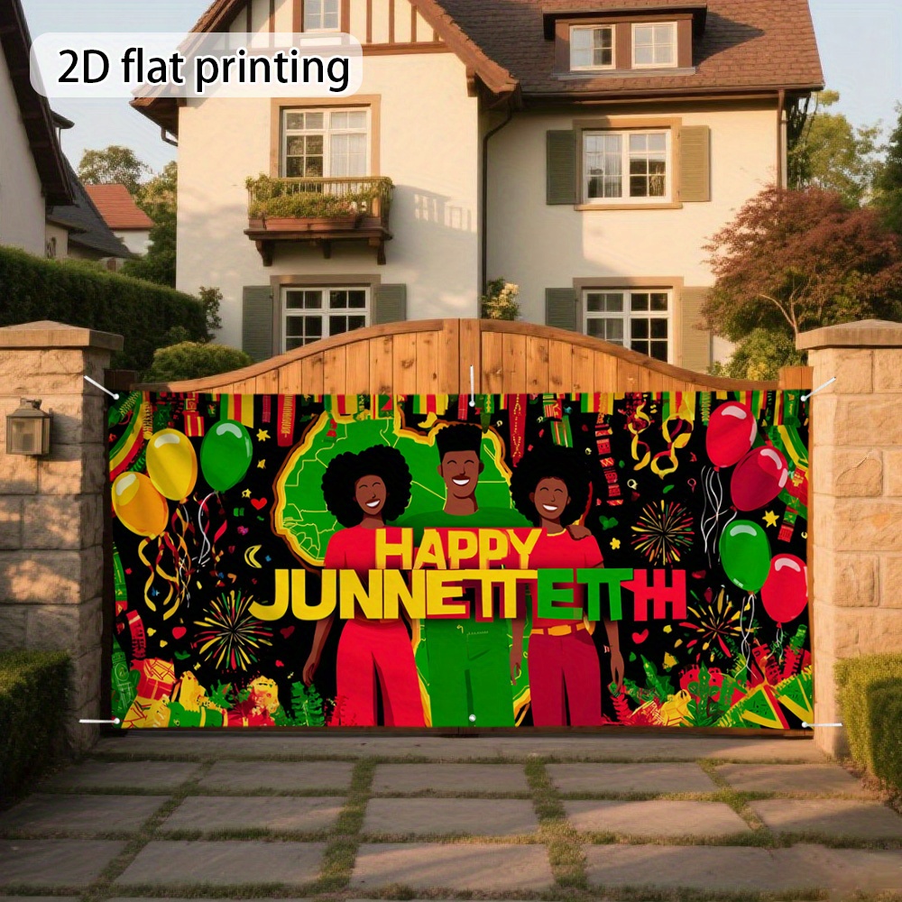 Banner Wholesale Supplier - Happy Juneteenth Garage Door Celebration Banner - Image 5