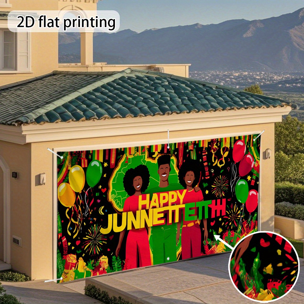 Banner Wholesale Supplier - Happy Juneteenth Garage Door Celebration Banner - Image 4