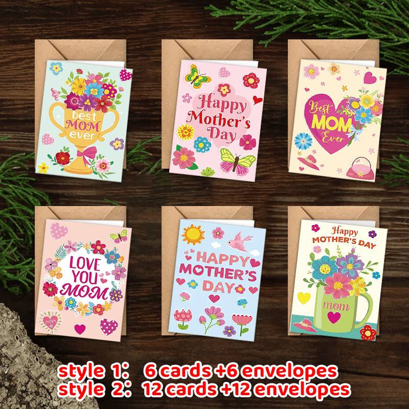 Greeting Cards Wholesale - Mother's Day Floral Butterfly Cards with Envelopes