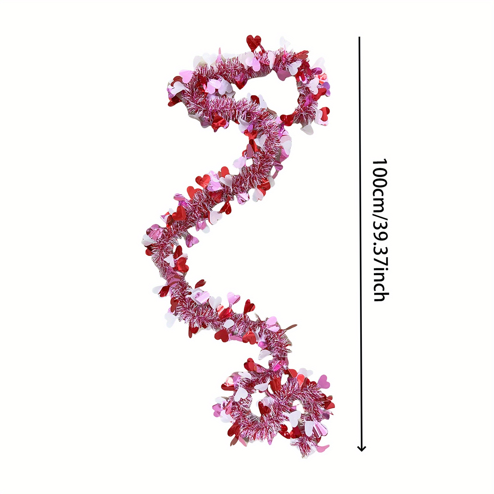 Custom Tinsel Garland Supplier - Valentine's Day Heart Tinsel Garland - Image 7