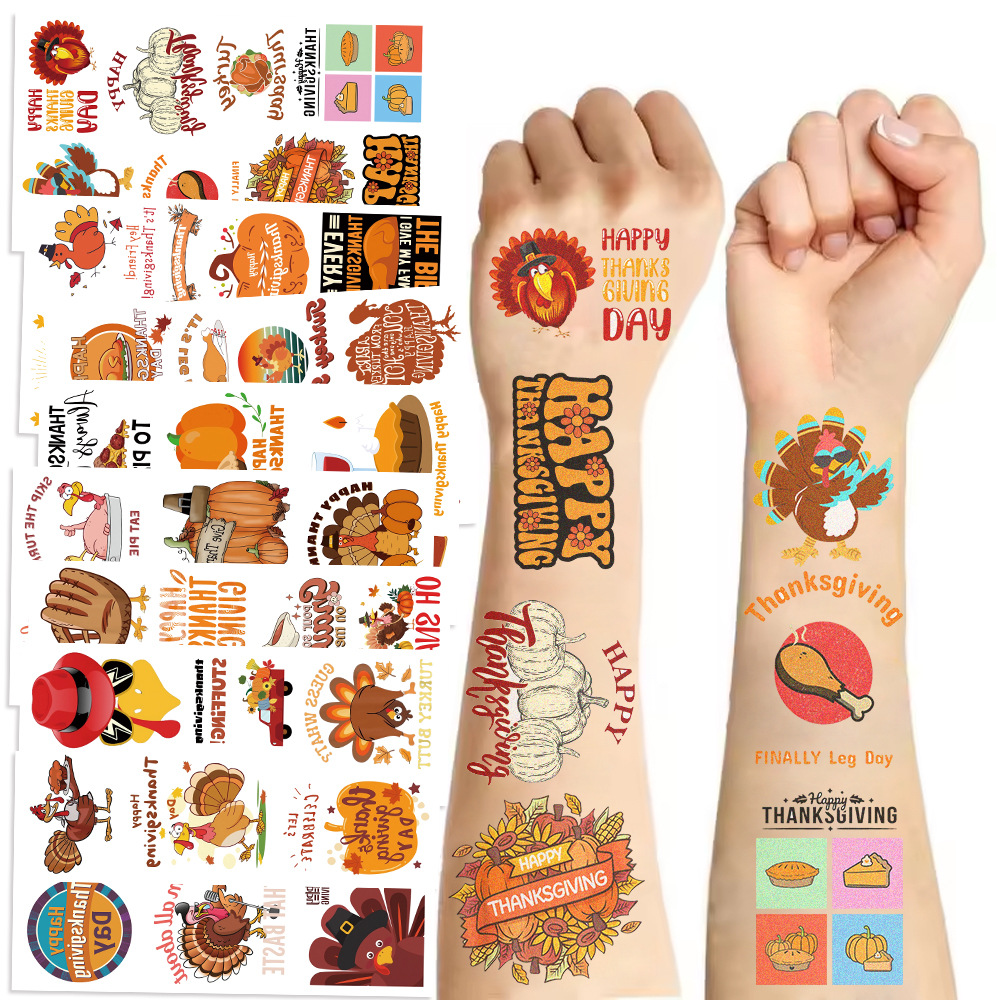 Temporary Tattoo Manufacturer - Thanksgiving Temporary Tattoos Pack