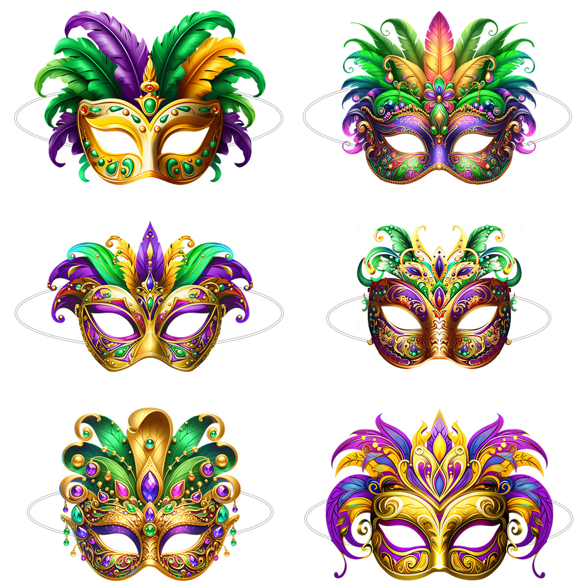 Masquerade Masks Wholesale - Vibrant Mardi Gras Feather Party Masks