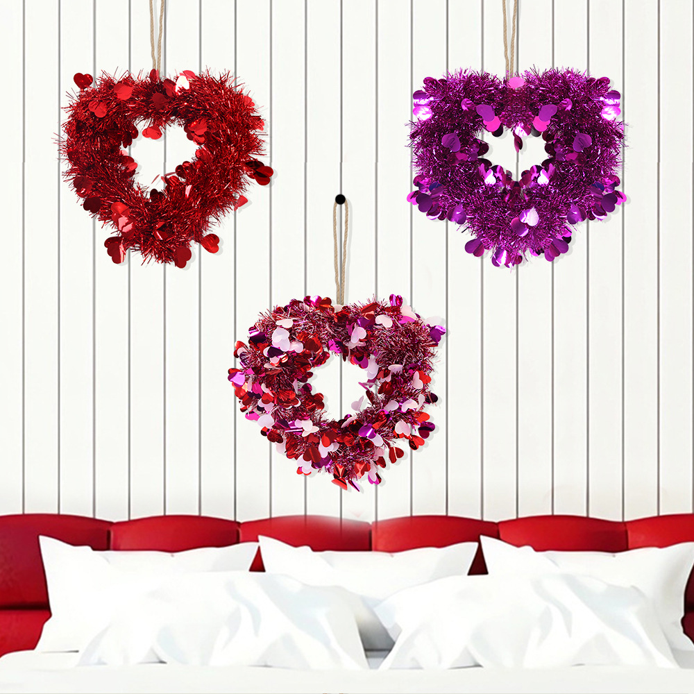 Custom Wreath Supplier - Valentine's Day Heart Tinsel Wreath