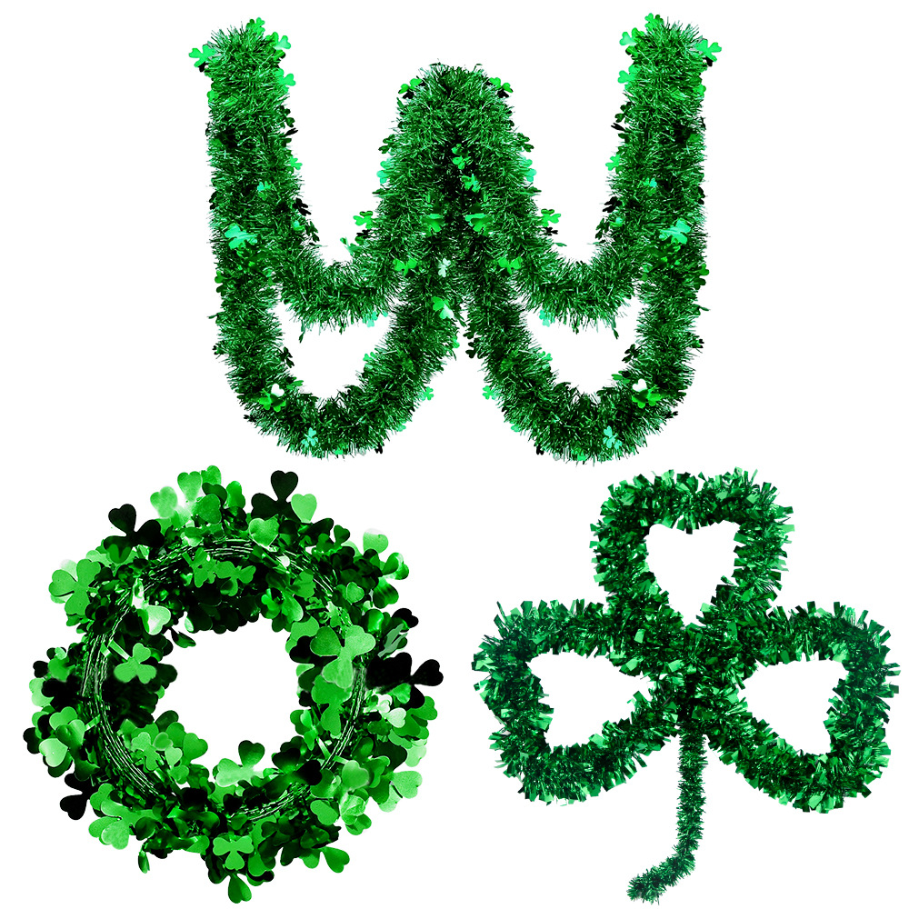 Tinsel Garland Manufacturer - Festive St. Patrick's Day Shamrock Garland