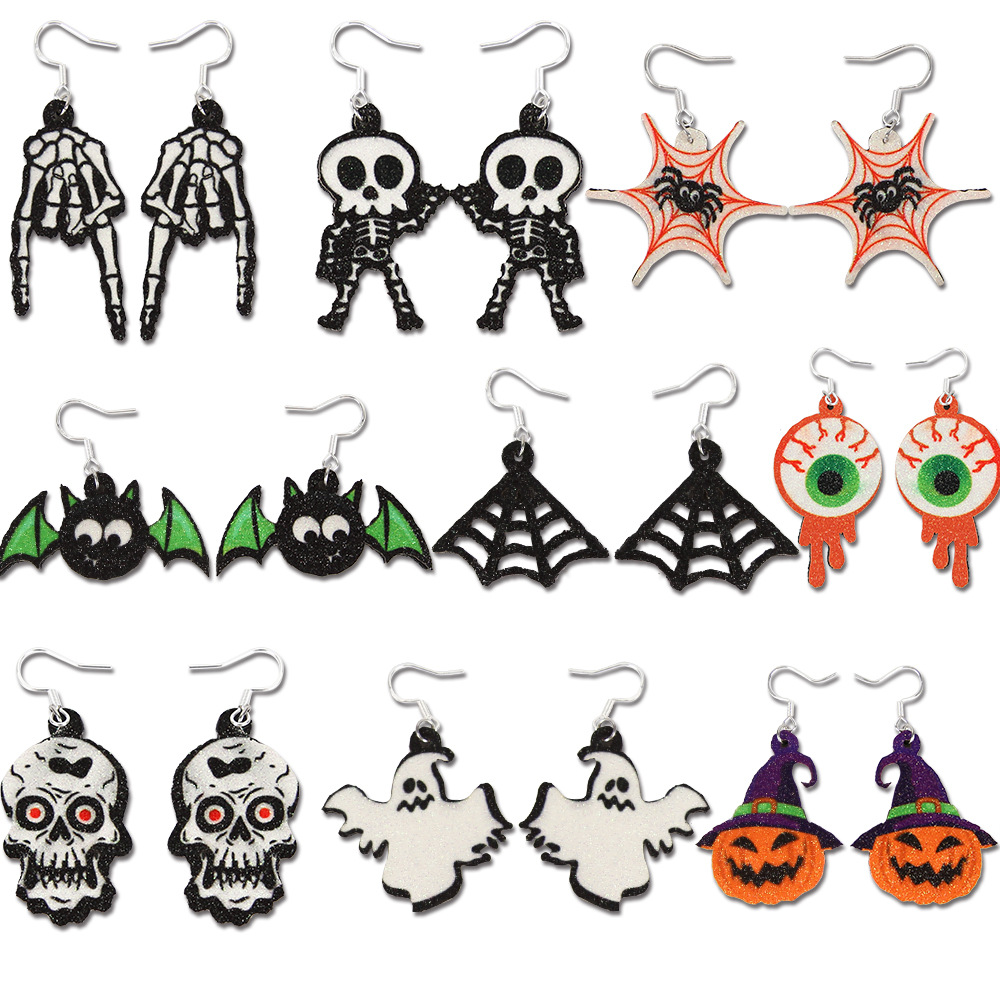 Custom Earrings Manufacturer - Glitter Halloween Dangle Earrings Wholesale