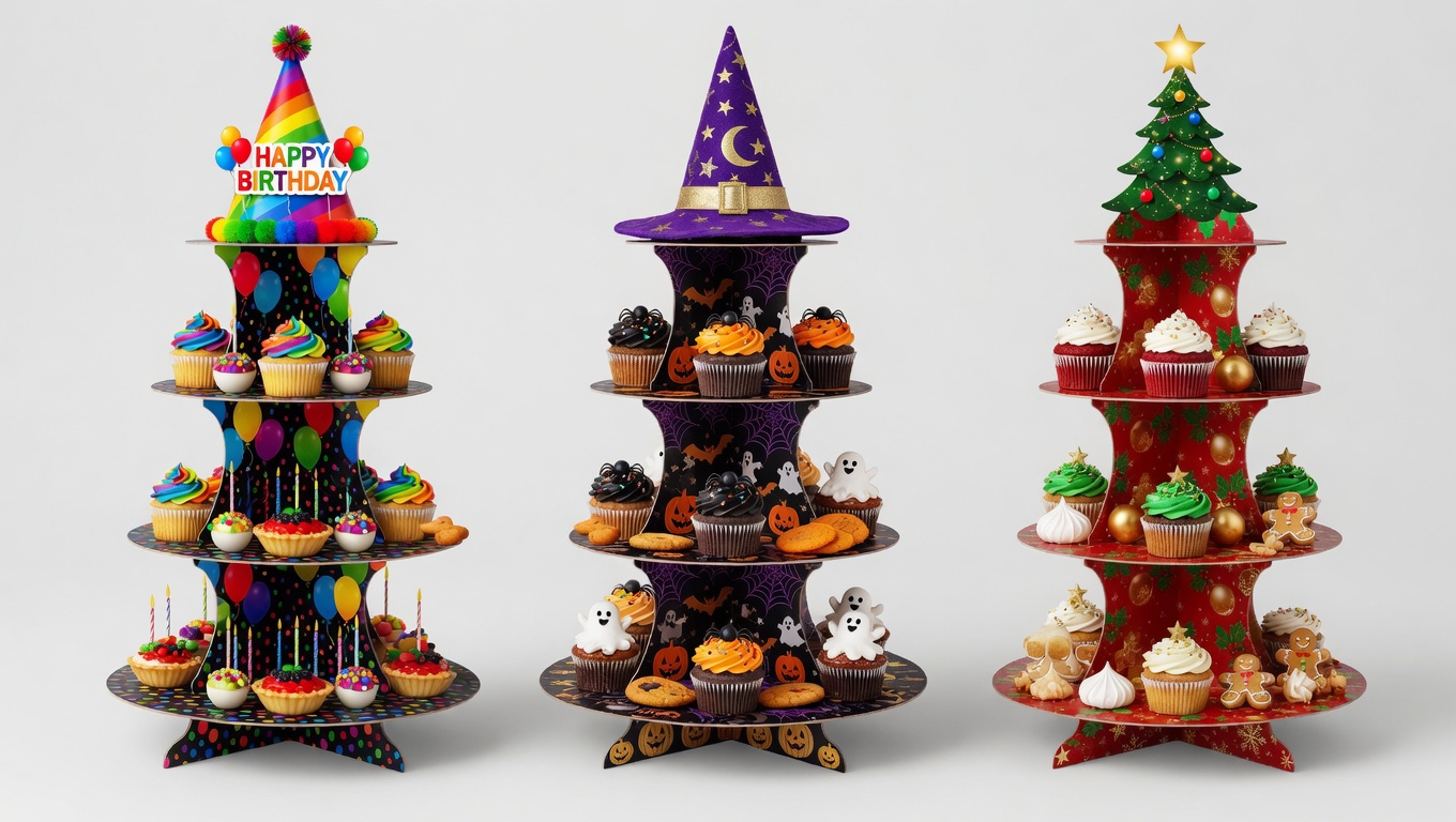 3 Tier Customizable Party Centerpieces Birthday Halloween Christmas Themes
