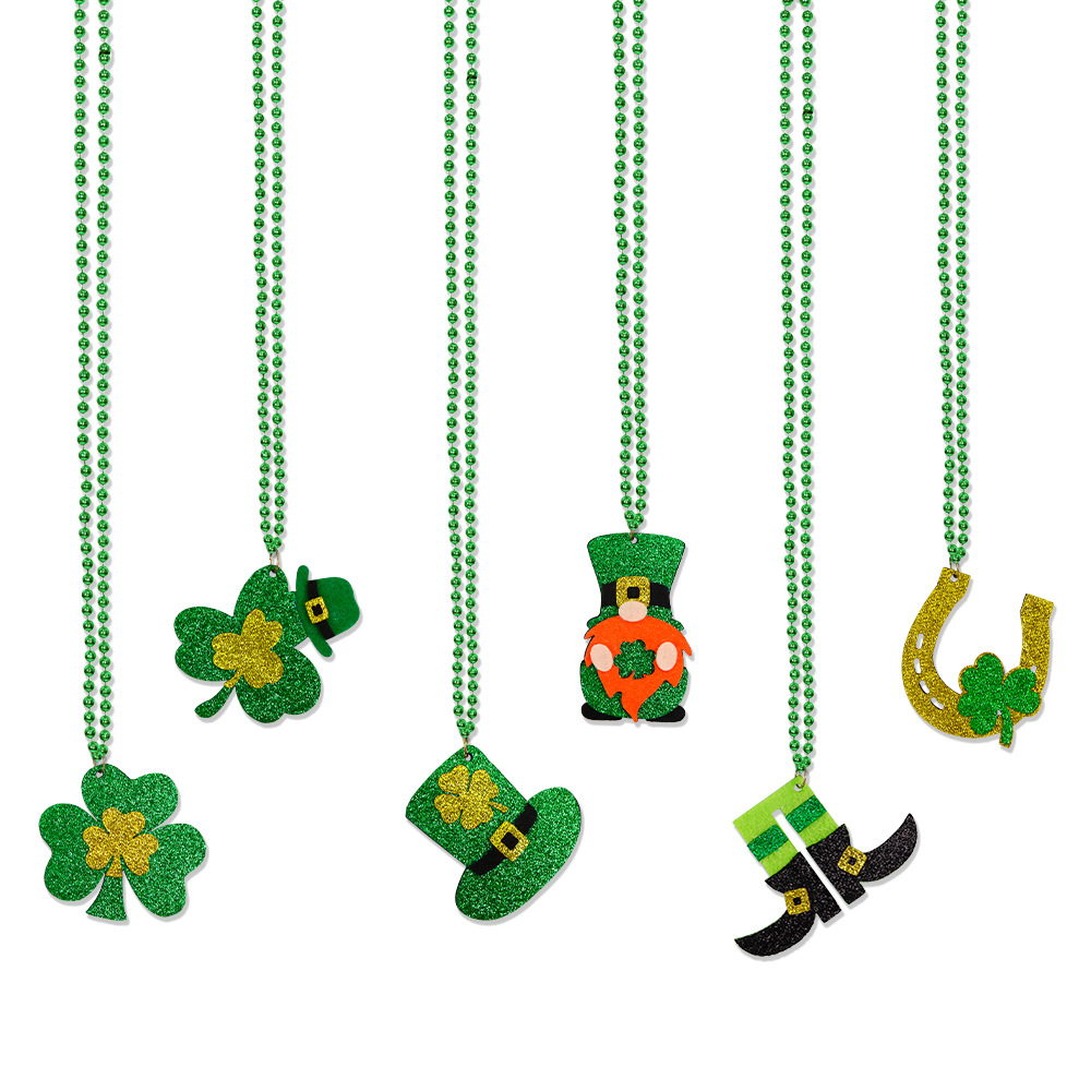 Wholesale Necklace Supplier - St. Patrick's Day Glitter Bead Necklace with Lucky Charms