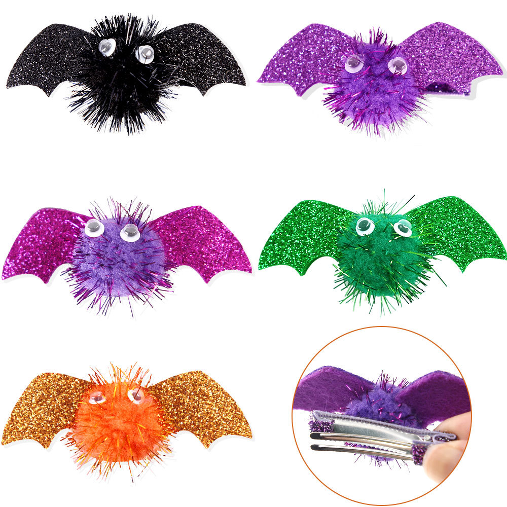 Hair Clip Manufacturer - Halloween Fuzzy Bat Hair Clips Wholesale