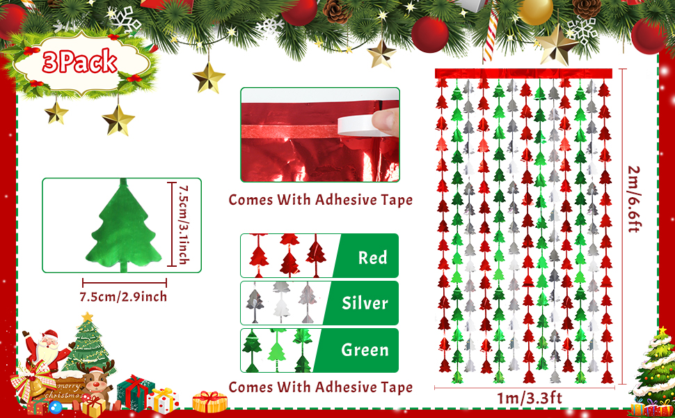 Christmas Foil Fringe Curtains
