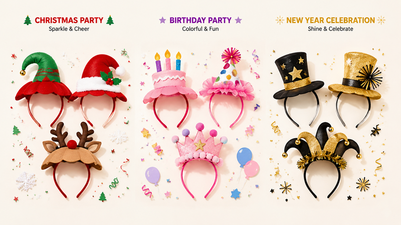 Assorted colorful felt party hats for festive celebrations, customizable for bulk orders
