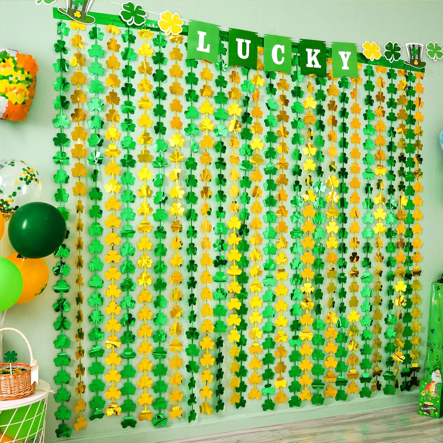 St Patricks Day Foil Fringe Curtains
