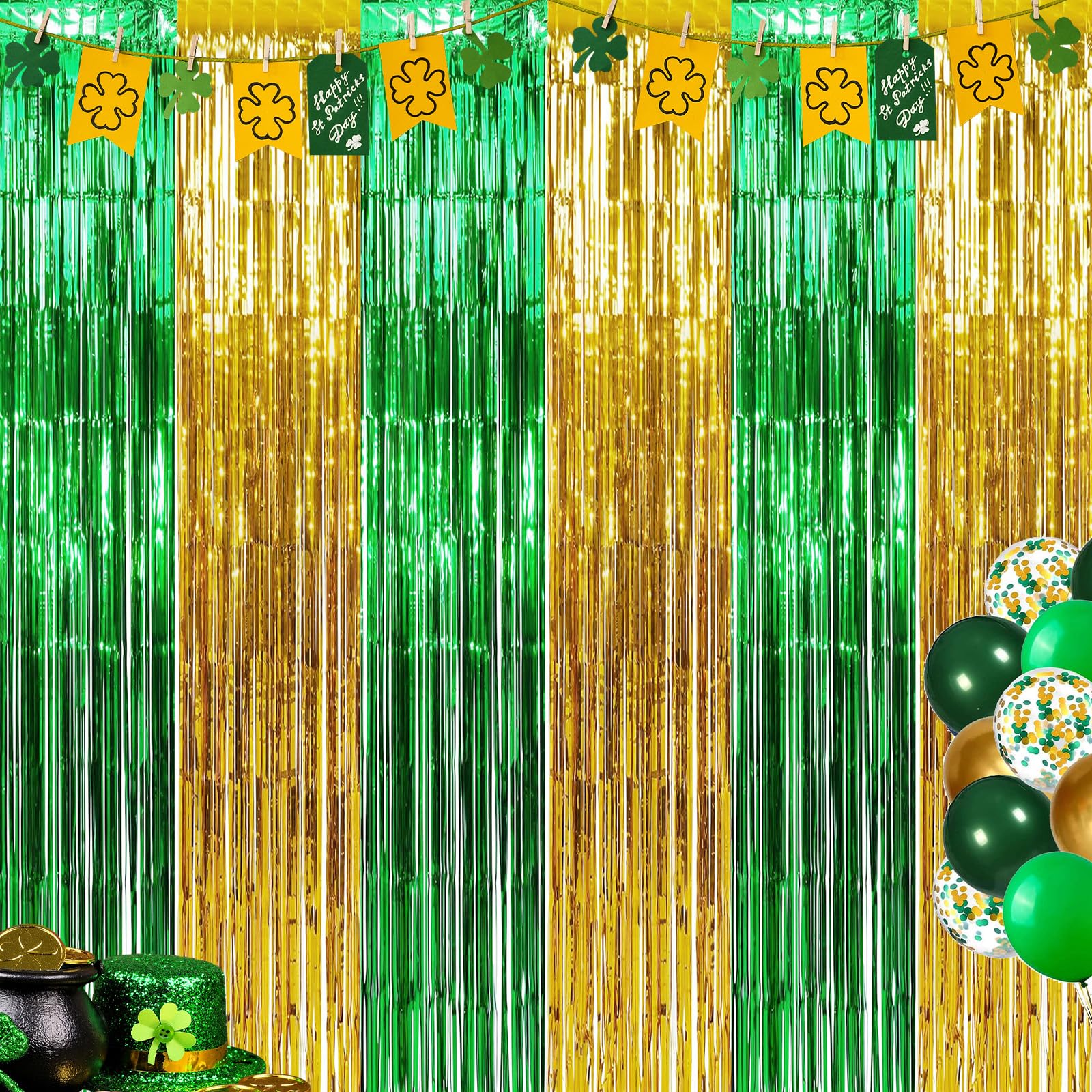 St Patricks Day Foil Fringe Curtains