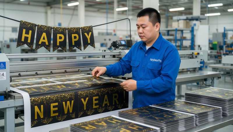 black and gold banner Manufacturing Process 