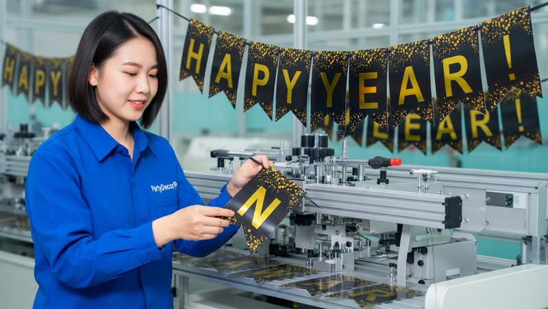 black and gold banner Manufacturing Process 