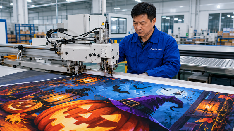 halloween garage door banner Manufacturing Process 