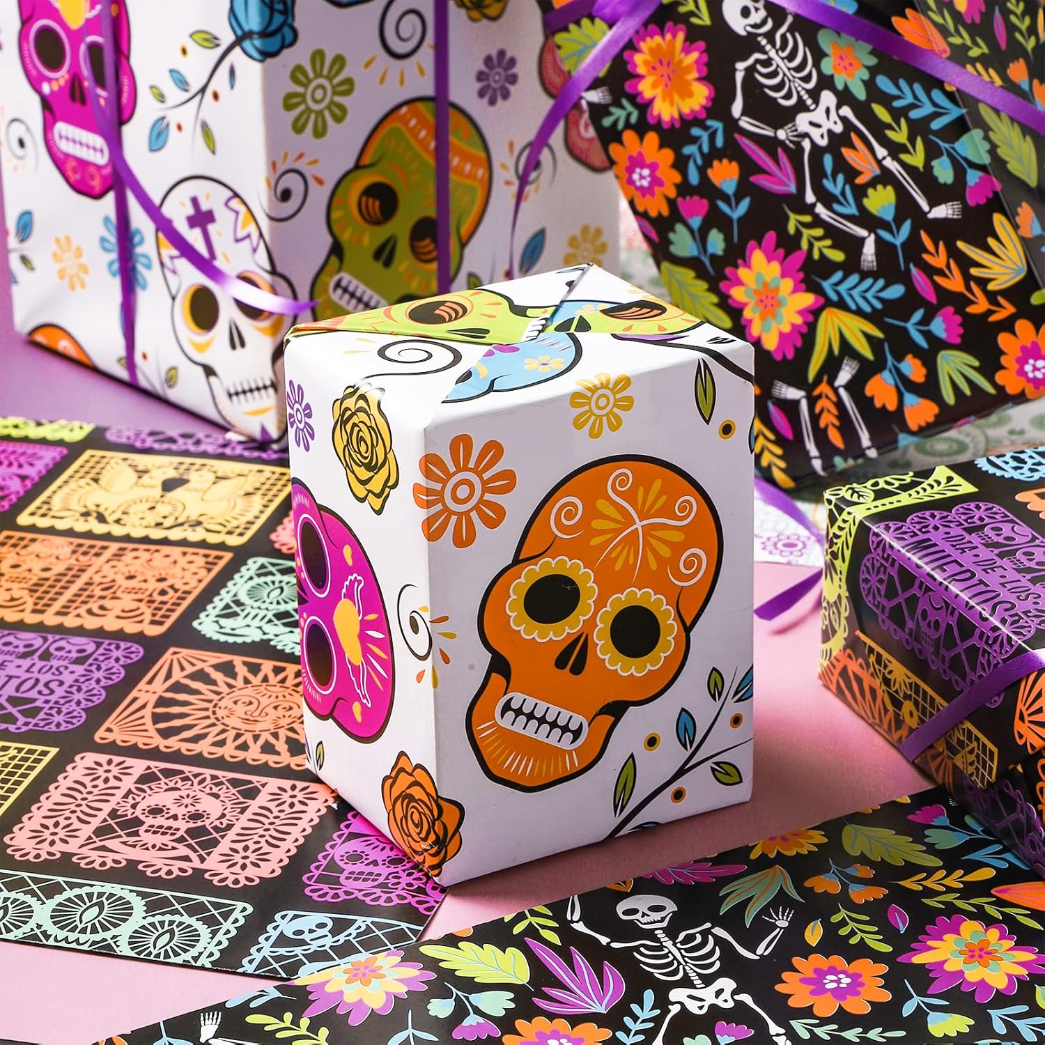 Custom Wrapping Paper - Day of the Dead Gift Wrap Sheets for Holidays - Image 3