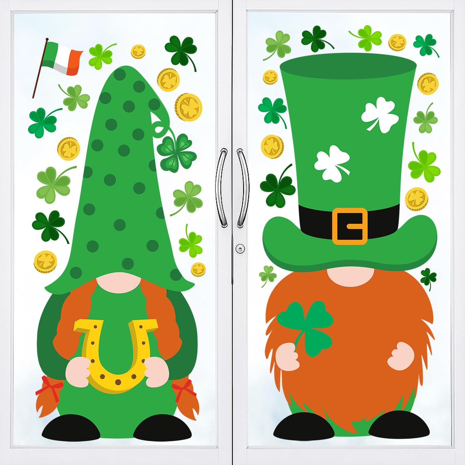 Window Clings Wholesale - St. Patrick's Day Gnome Window Clings Decorations