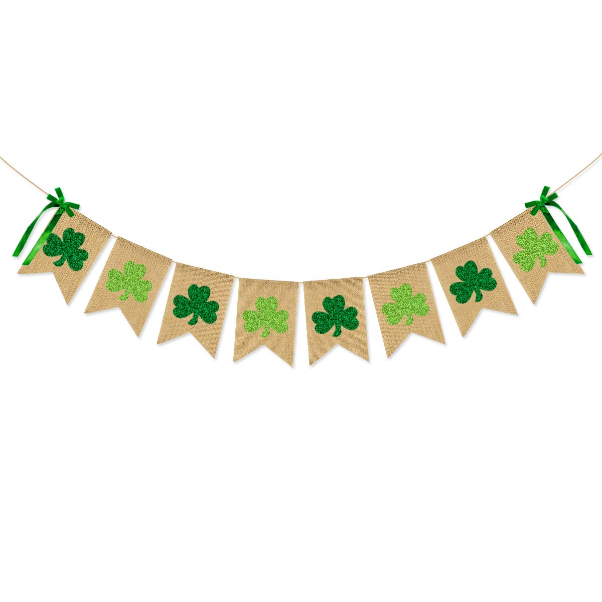 Wholesale Burlap Banner - St Patrick's Day Glittery Shamrock Design