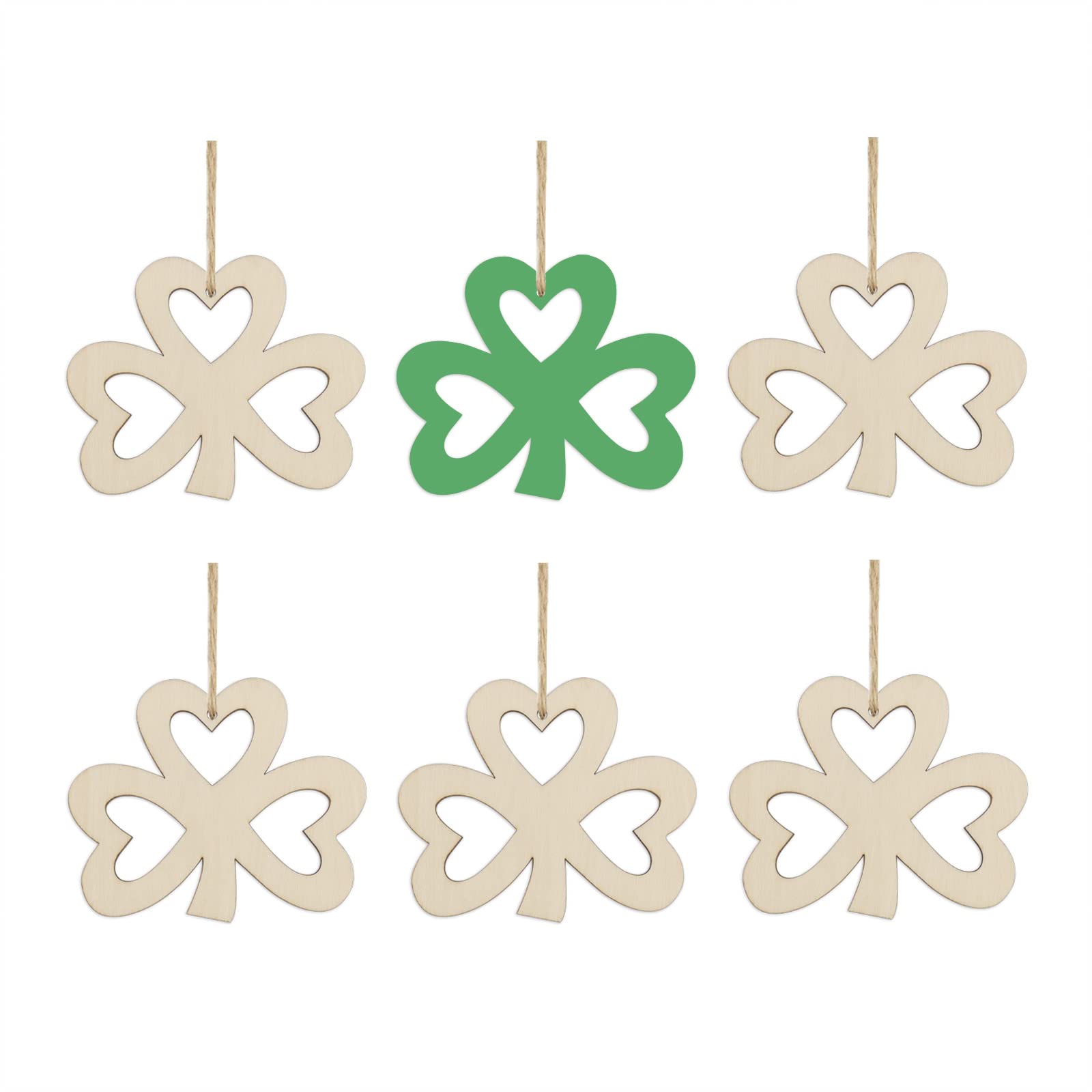 Wholesale Wooden Ornaments - Blank Shamrock Hanging Ornaments for St Patrick's Day Crafts