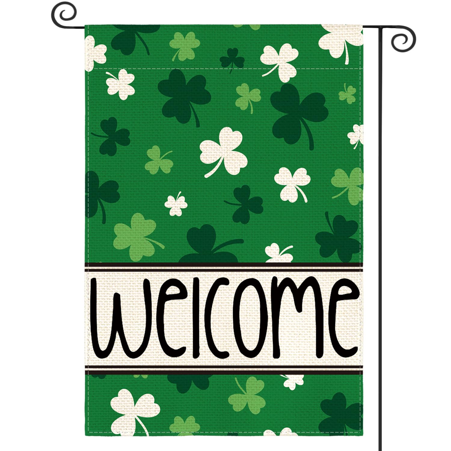 Custom Garden Flag - St Patrick's Day Shamrock Welcome Double Sided Outdoor Flag