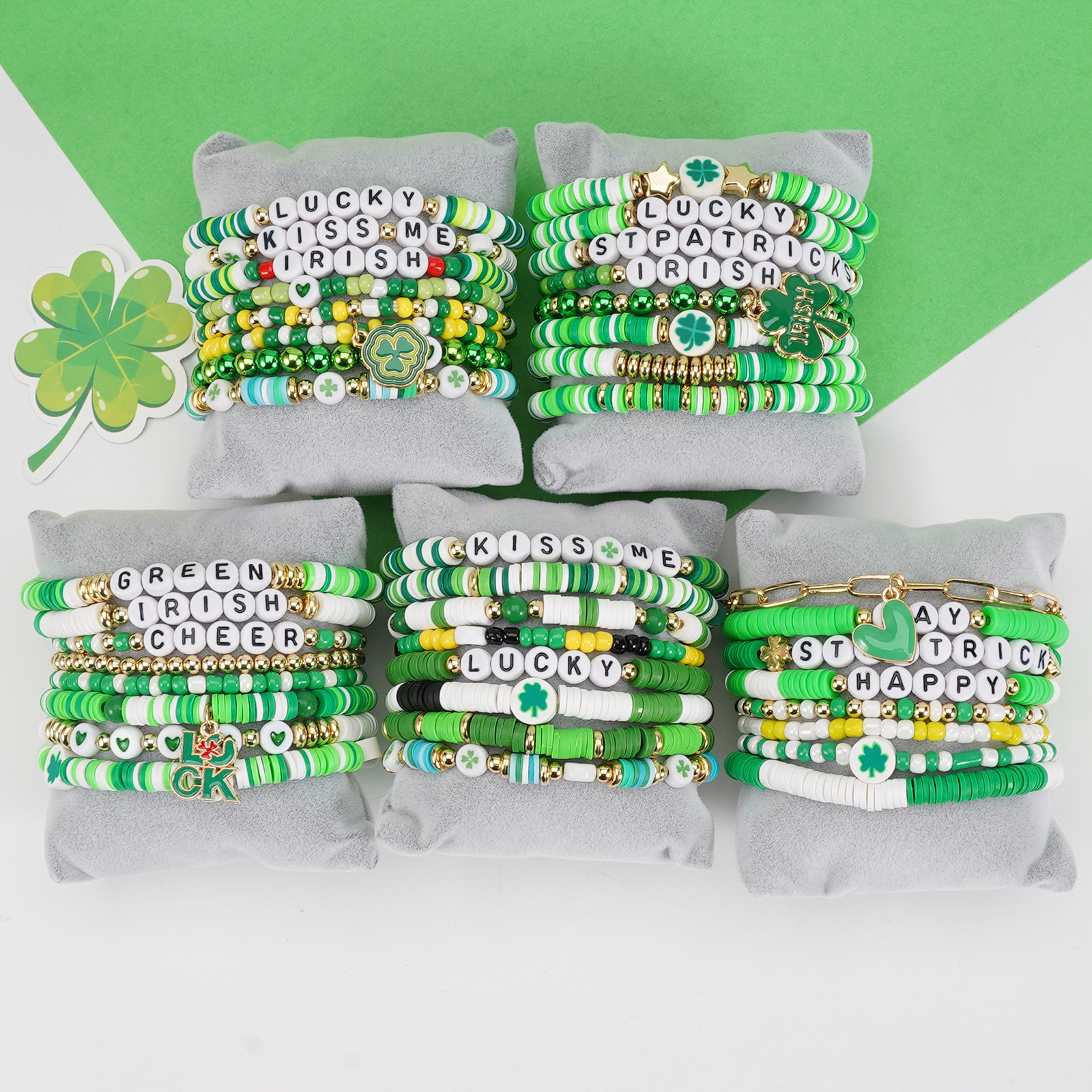 Wholesale Beaded Bracelets - St Patrick's Day Festival Jewelry Set - Image 4