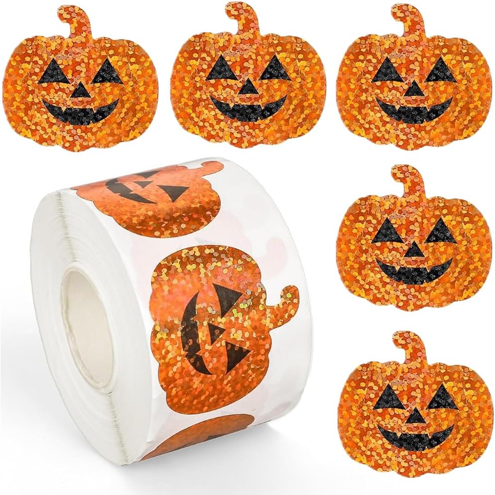 Wholesale Glitter Stickers - Sparkling Halloween Pumpkin Decals for Festive Decor