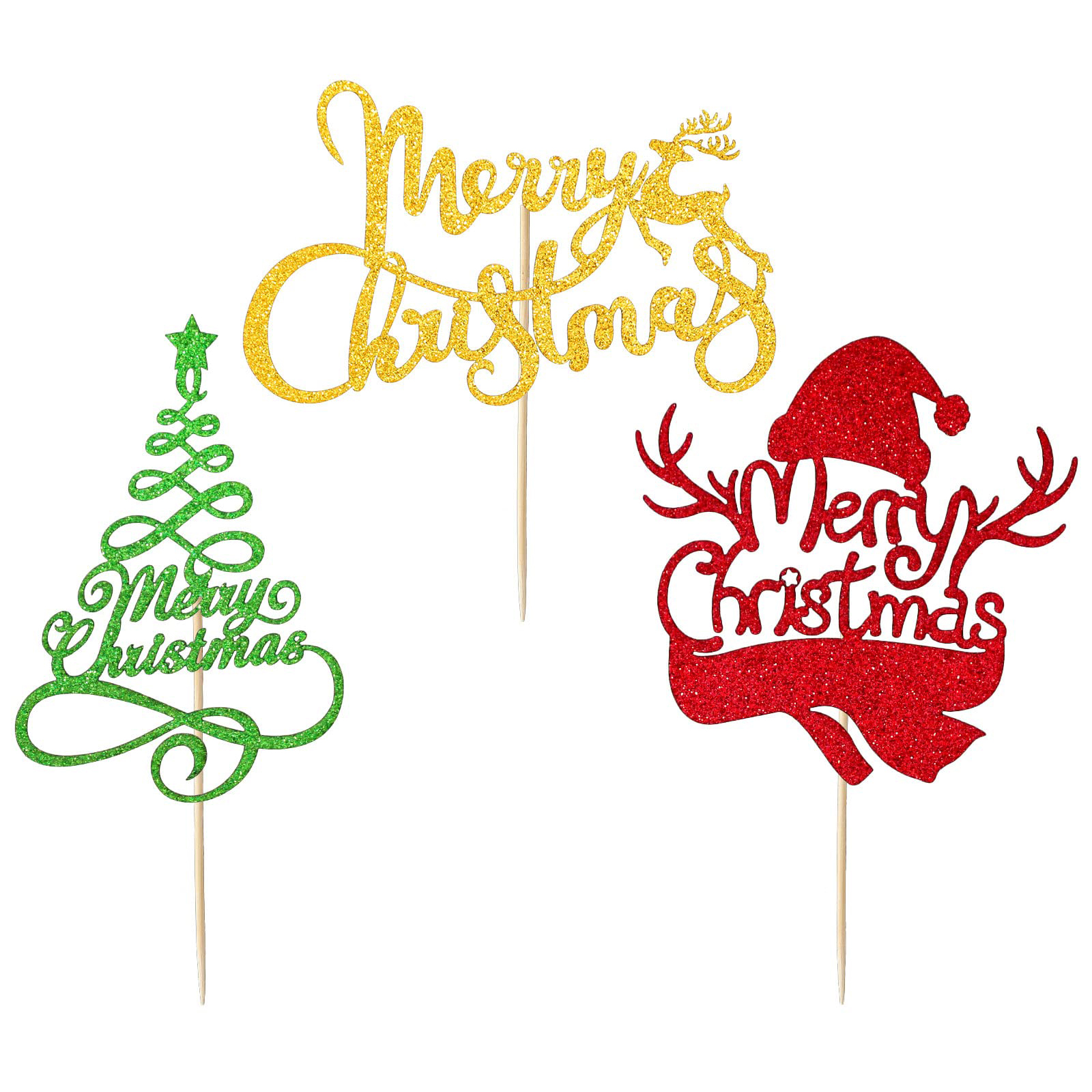 Custom Cupcake Toppers Manufacturer - Christmas Cupcake Toppers Wholesale Glittery
