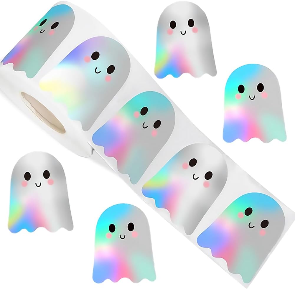 Sticker Manufacturer - Cute Halloween Iridescent Ghost Stickers Roll