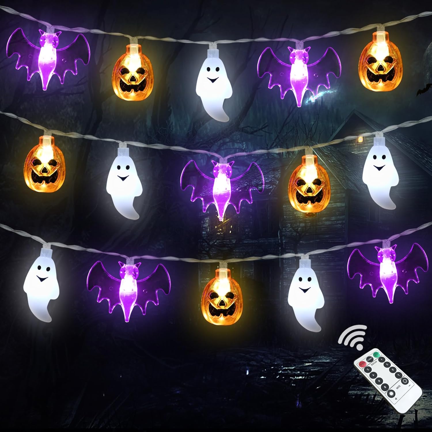 Custom String Lights Wholesale - Halloween Pumpkin Bat Ghost LED String Lights
