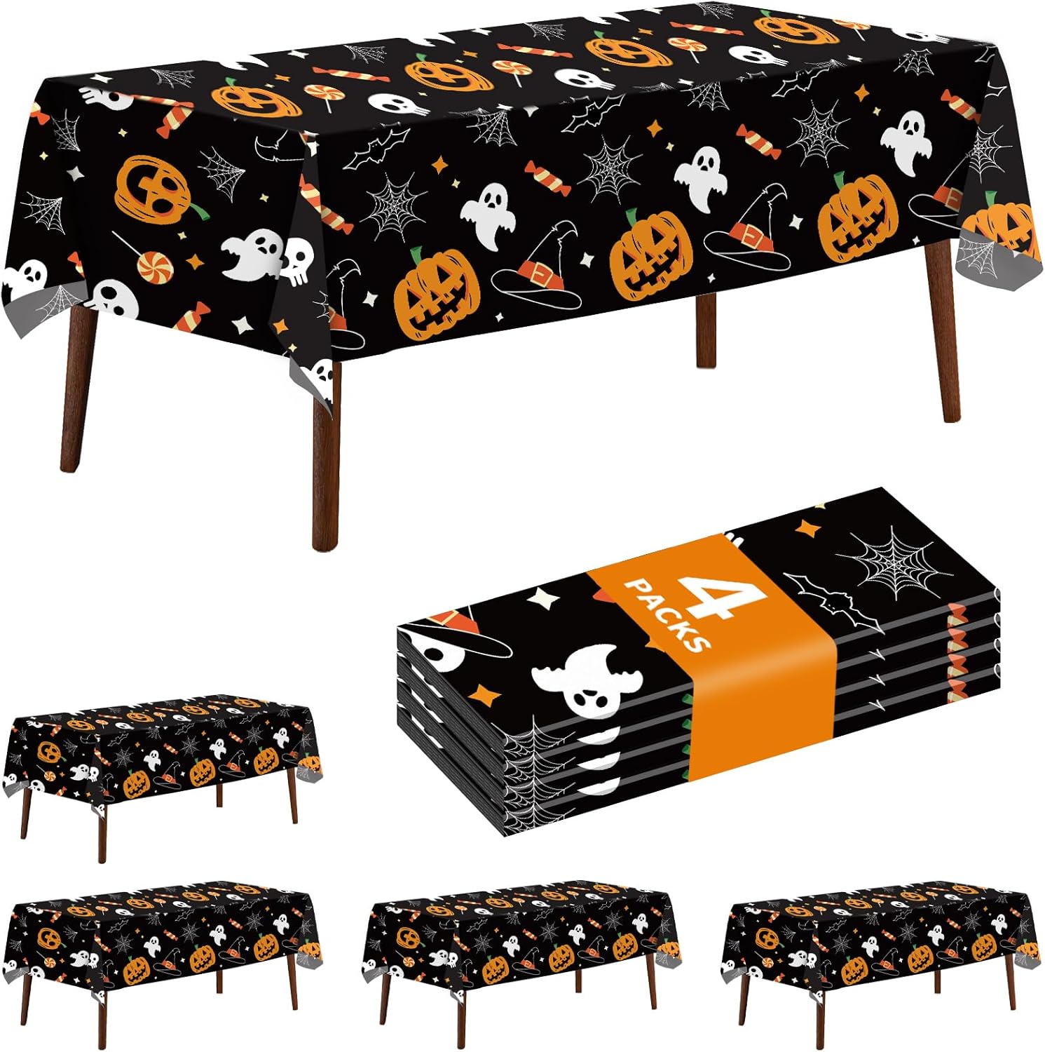 Custom Tablecloth Manufacturer - Halloween Pumpkin Ghost Tablecloth for Parties