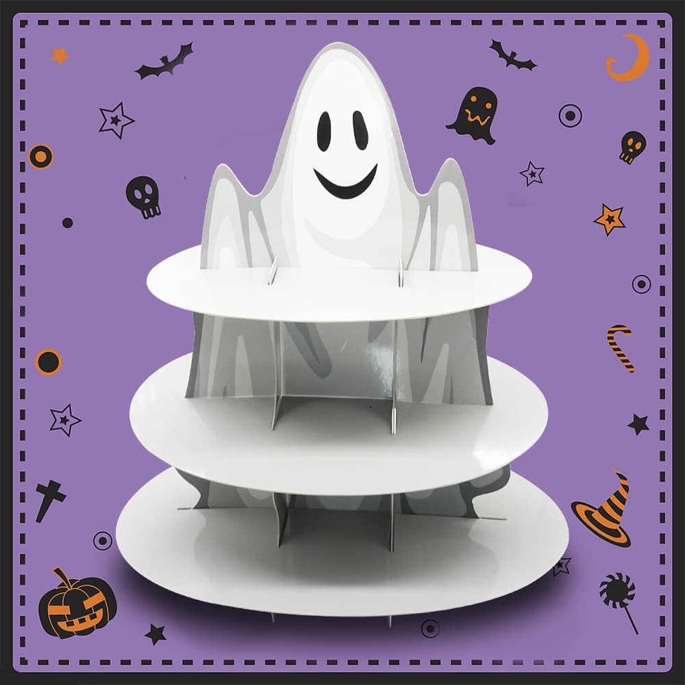 Wholesale Cupcake Tower Factory - Halloween Ghost 3-Tier Cupcake Stand