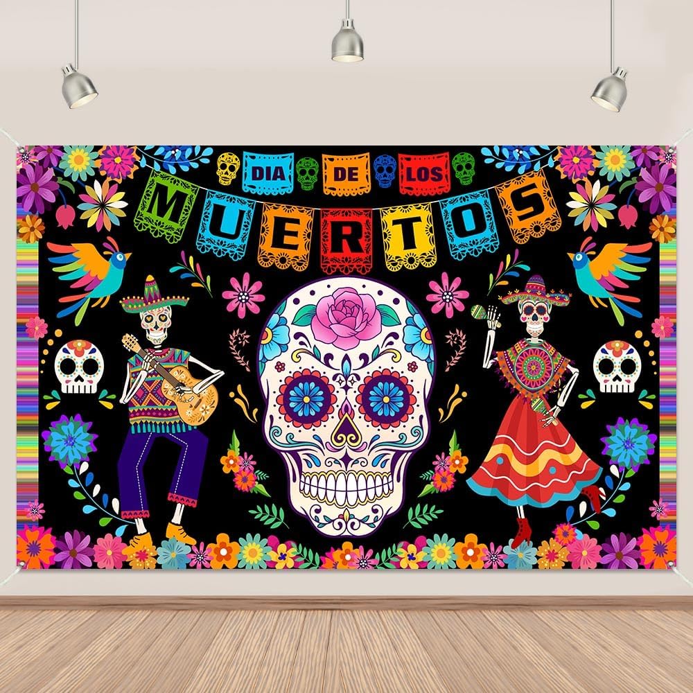 Custom Backdrop Banner - Dia De Los Muertos Party Backdrop Banner