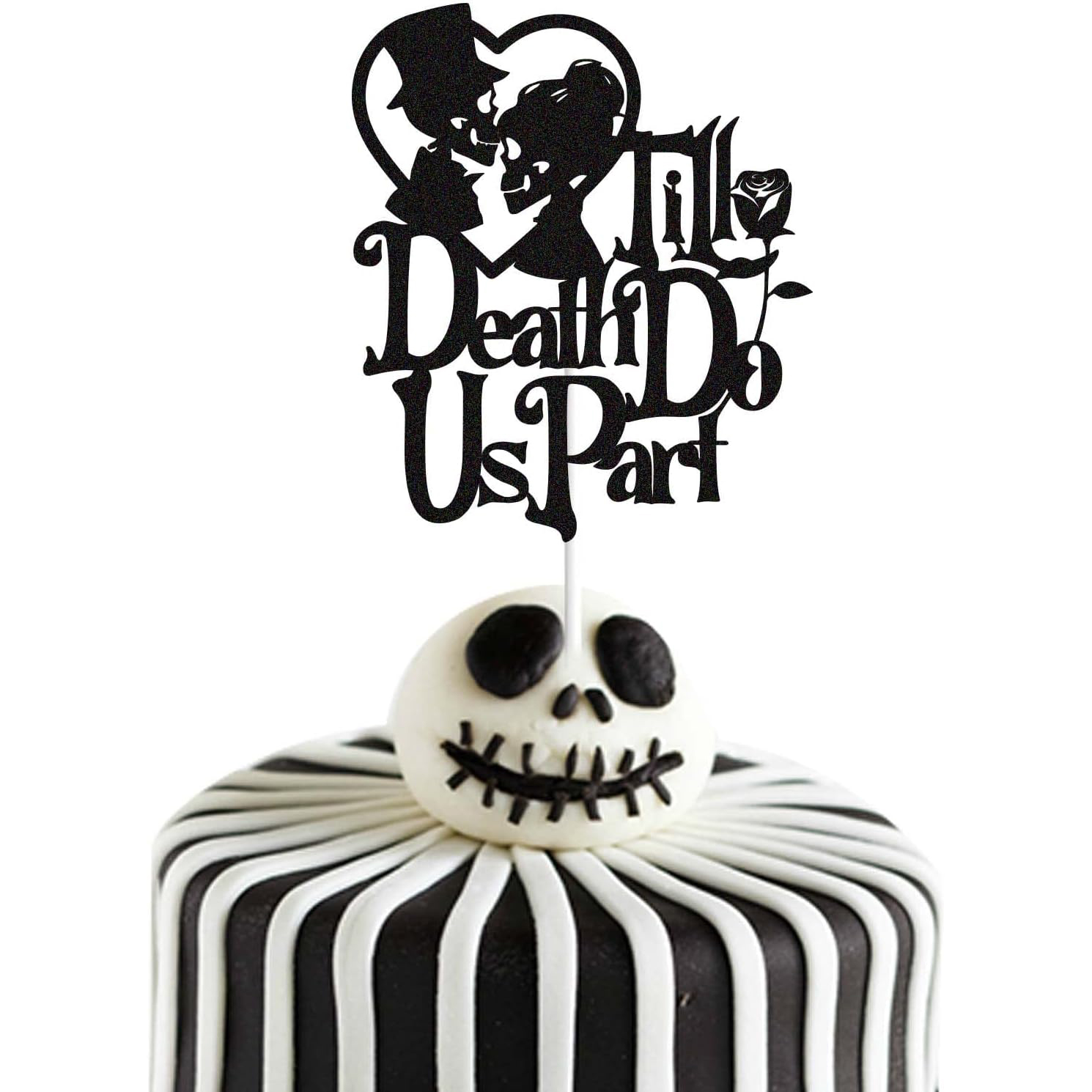 Custom Cake Topper Factory - Till Death Do Us Part Skull Silhouette Cake Topper