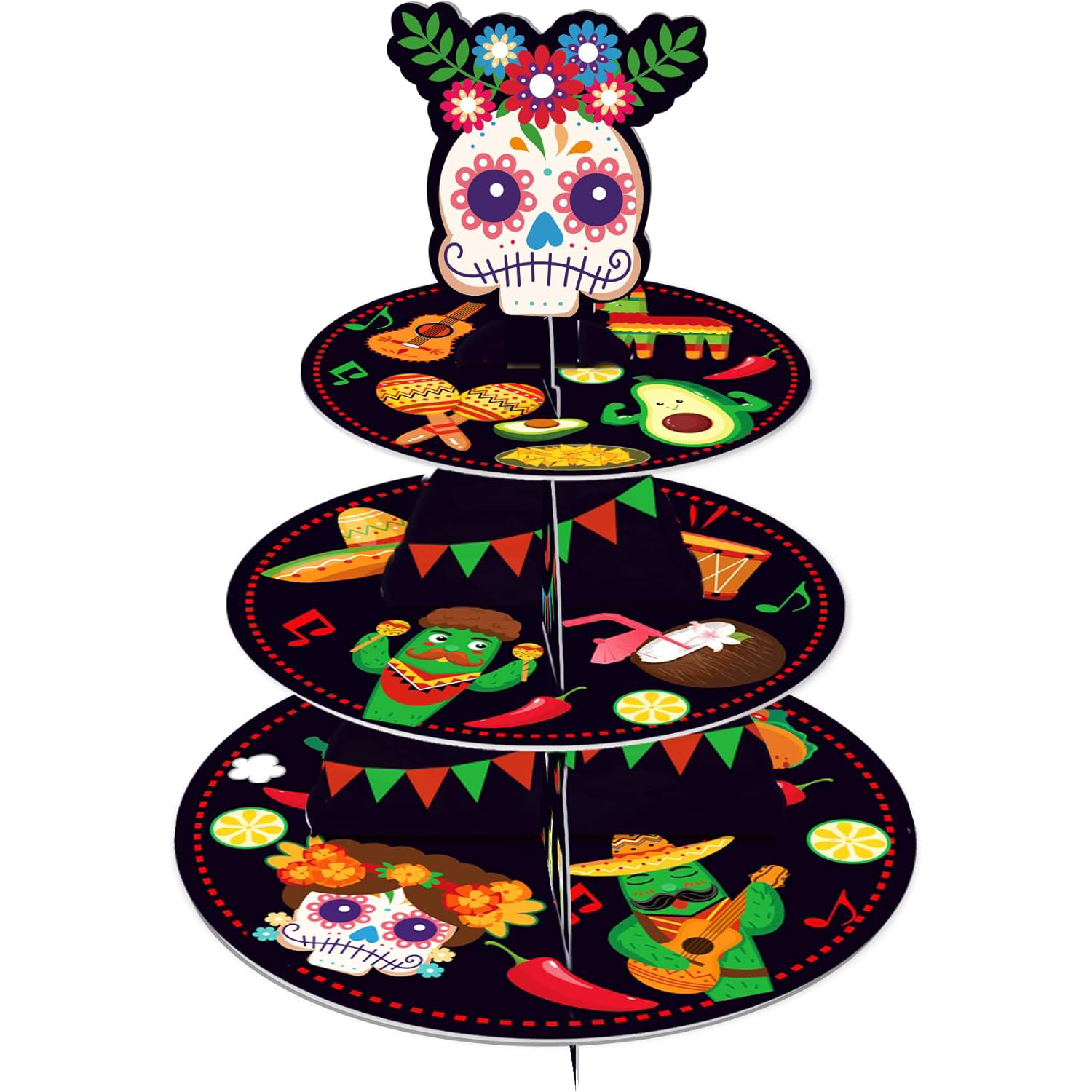 Custom Cake Tower Factory - 3 Tier Mexican Fiesta Cupcake Stand Dessert Tray
