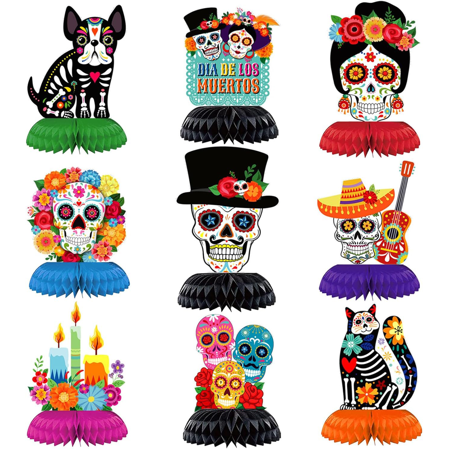 Honeycomb Decorations Wholesale - Dia De Los Muertos Honeycomb Table Toppers