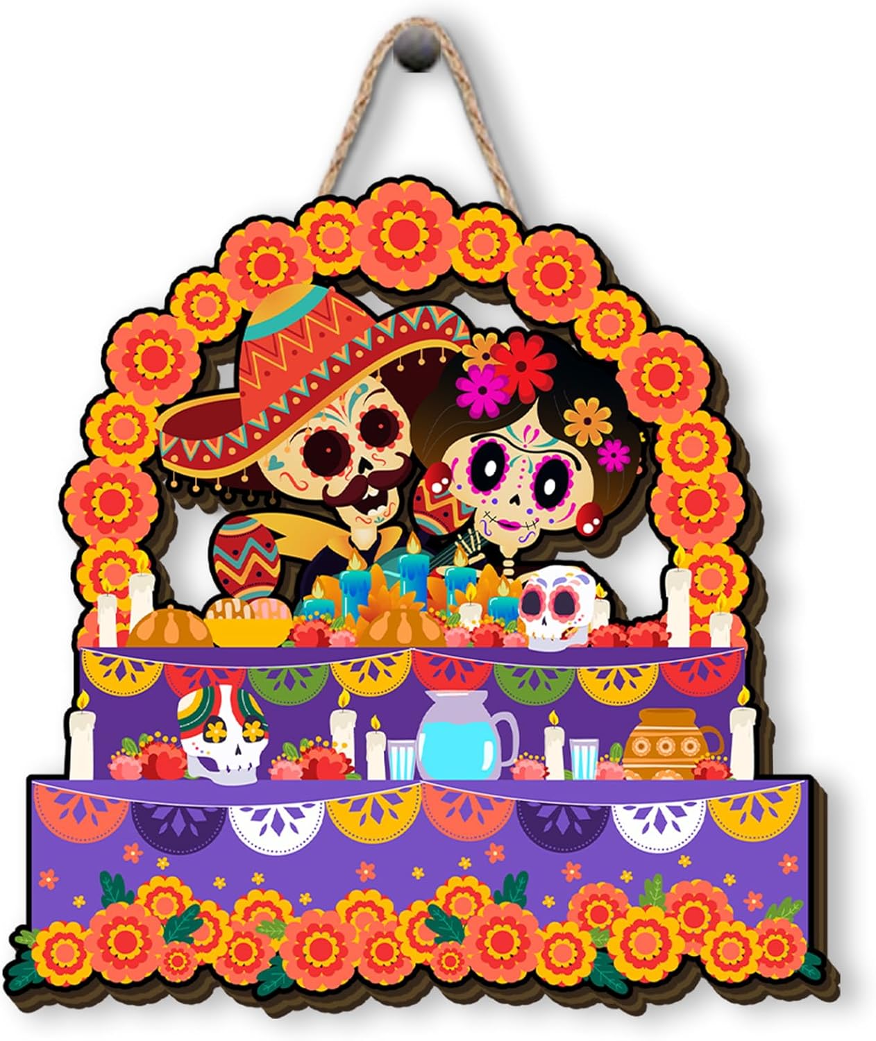 Custom Wooden Hanging Sign - Dia De Los Muertos Wooden Hanging Sign